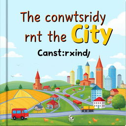 Create a book cover for a 2nd grade elementary school book about the contrast between the countryside and the city