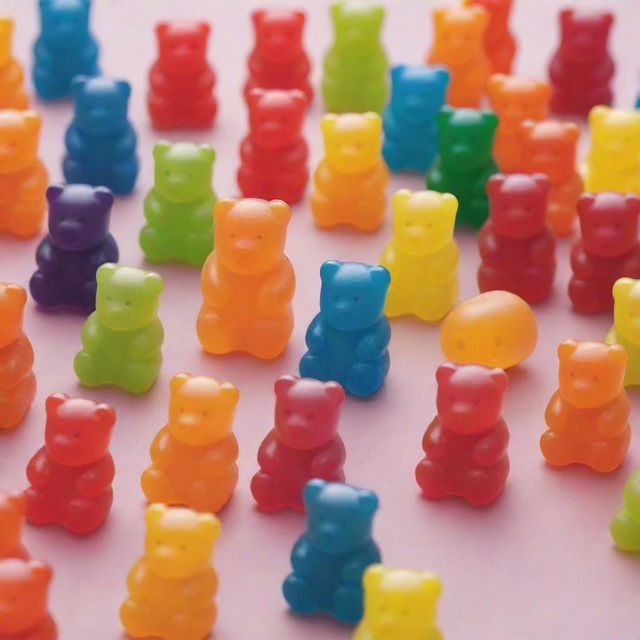 Jelly bears assembling in a line ready to take over the world