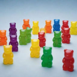 Jelly bears assembling in a line ready to take over the world