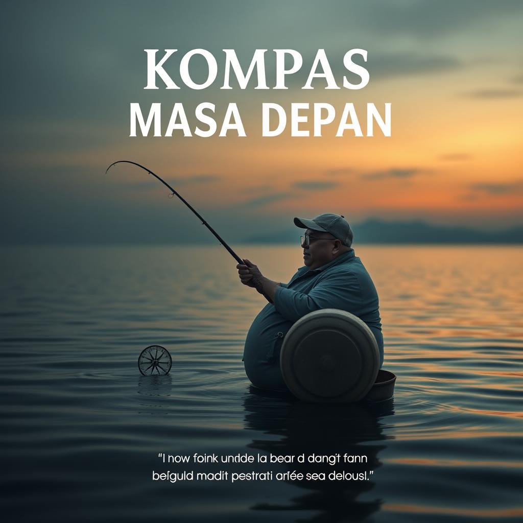 Create a book cover with the main title: 'Kompas Masa Depan' and the subtitle: 'Baik buruknya Kita sekarang akan ditanggung oleh anak cucu dan generasi penerus kita di masa depan