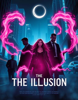 Create a dynamic and eye-catching poster for a movie titled 'The Illusion' in a neo-noir style