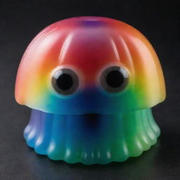 Living rainbow-colored jelly with eyes crying