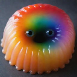 Living rainbow-colored jelly with eyes crying