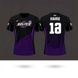 Create a black volleyball jersey with a purple gradient, showing both the front and back views