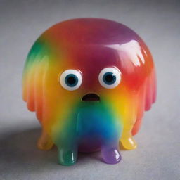 Living rainbow-colored jelly with eyes crying