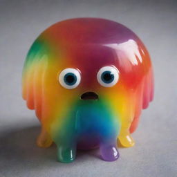 Living rainbow-colored jelly with eyes crying