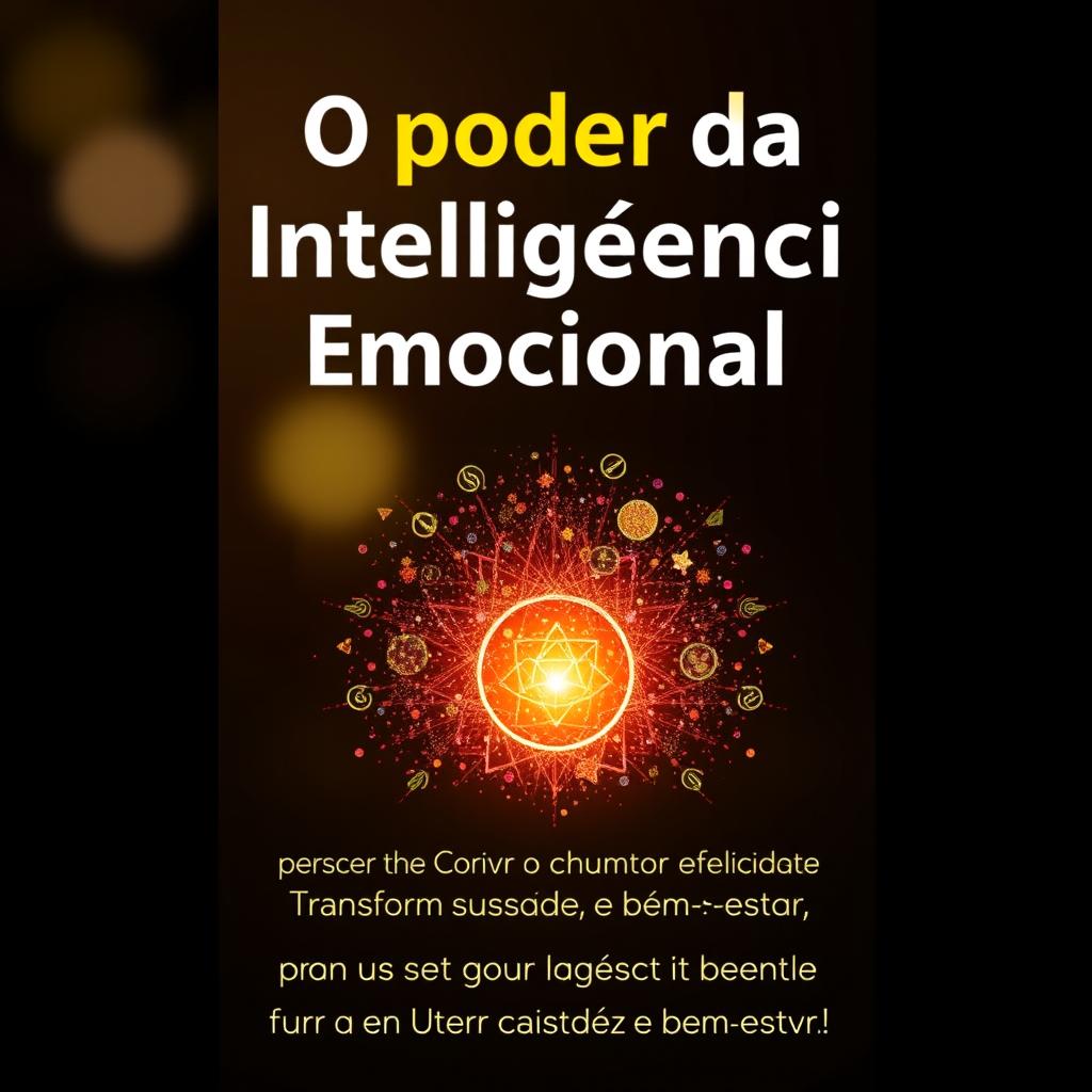 Crie uma capa de livro com o título 'O poder da Inteligência Emocional' e o subtítulo 'Como o humor e felicidade transformam sua saúde e bem estar'