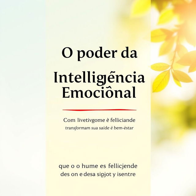 Crie uma capa de livro com o título 'O poder da Inteligência Emocional' e o subtítulo 'Como o humor e felicidade transformam sua saúde e bem estar'