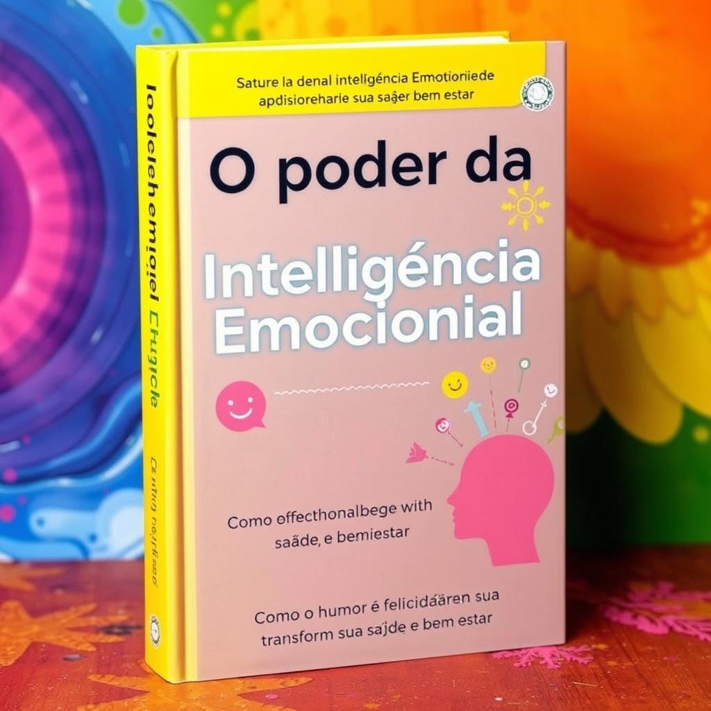 Create a book cover titled 'O poder da Inteligência Emocional' with the subtitle 'Como o humor e felicidade transformam sua saúde e bem estar'