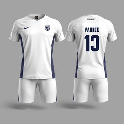 Create a white volleyball jersey, showing both the front and back views