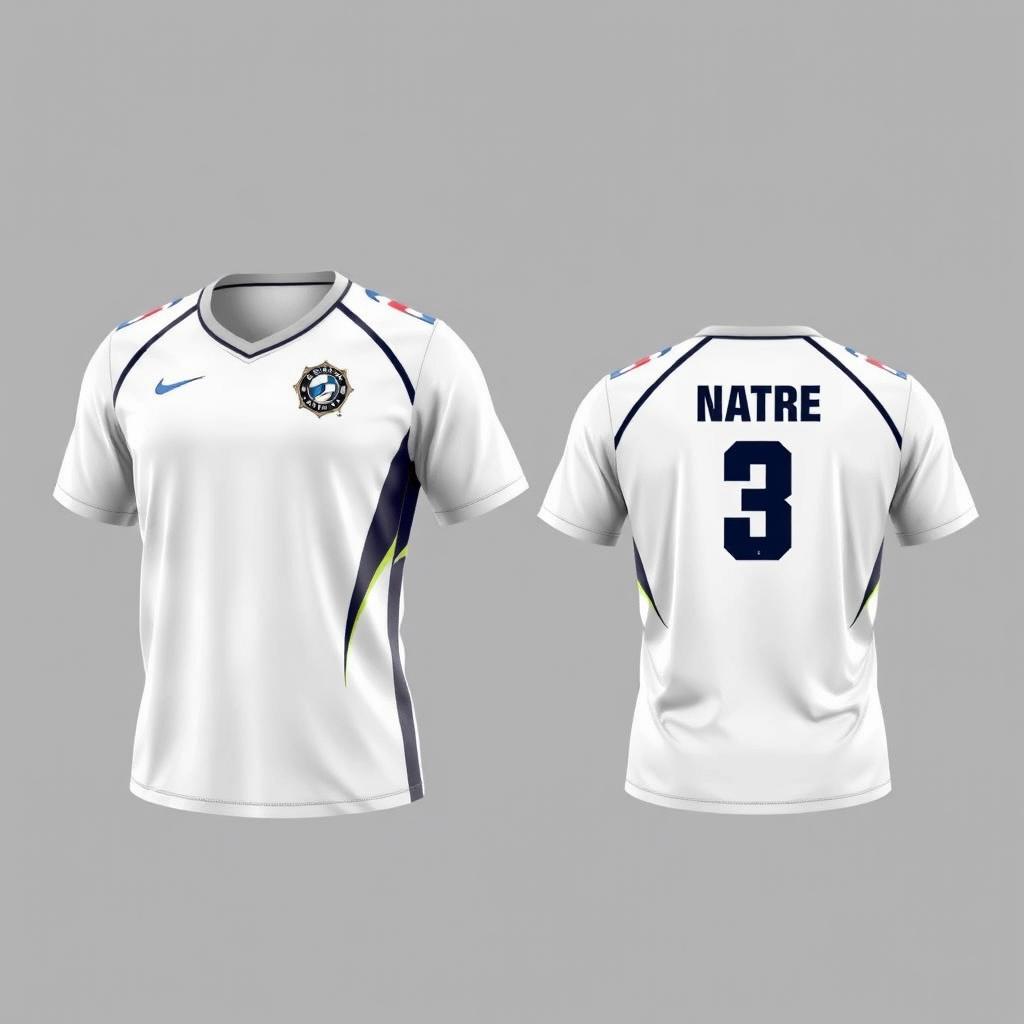 Create a white volleyball jersey, showing both the front and back views