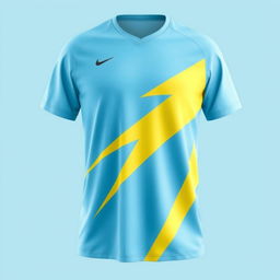 A light blue volleyball jersey with a lightning bolt design