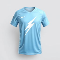 A light blue volleyball jersey with a lightning bolt design