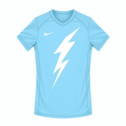 A light blue volleyball jersey with a lightning bolt design