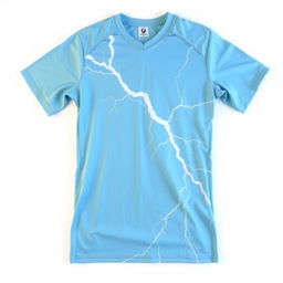 A light blue volleyball jersey with a natural lightning bolt design