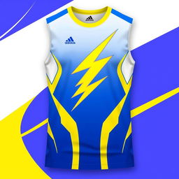 A vibrant and dynamic volleyball jersey design featuring a striking lightning bolt motif