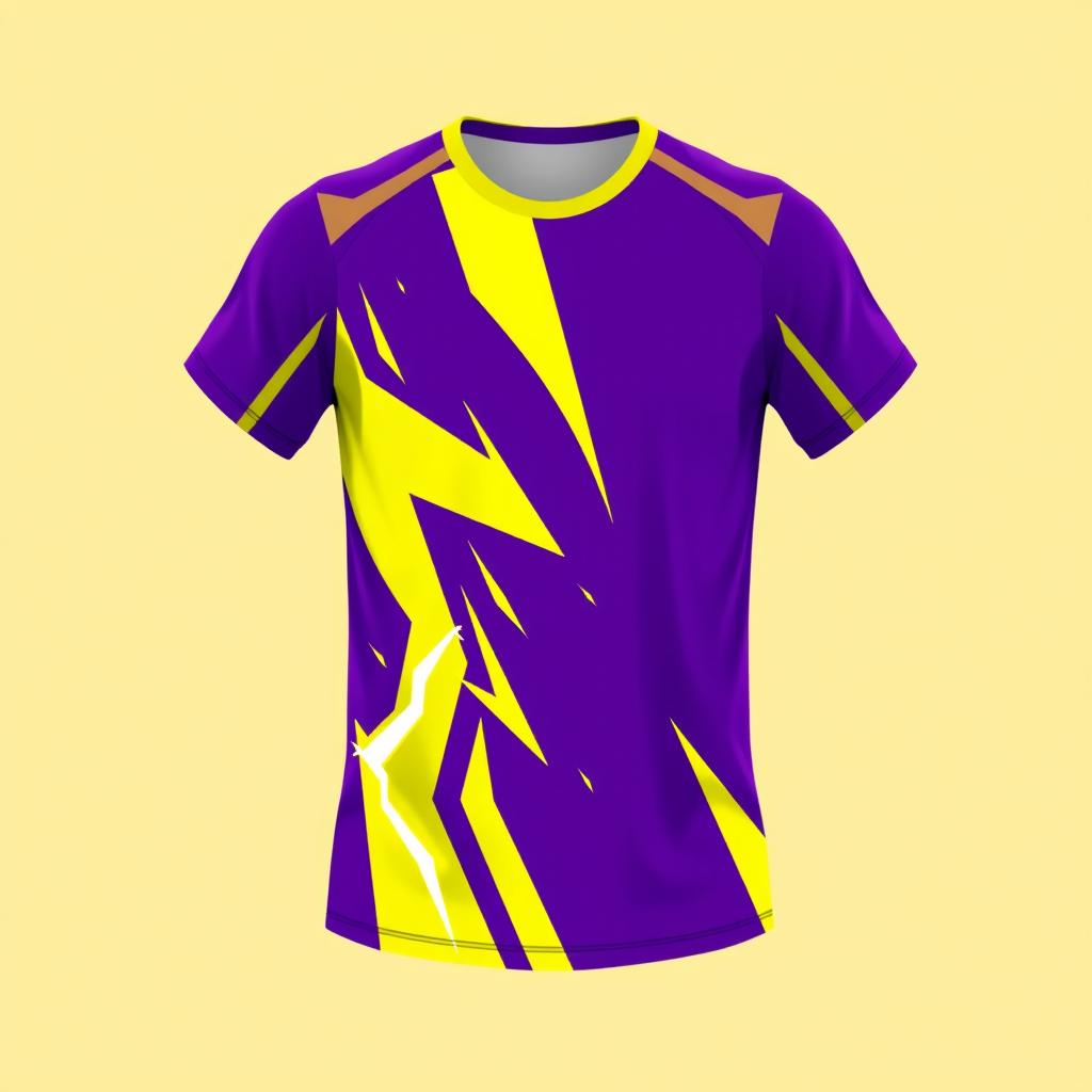 A vibrant and dynamic volleyball jersey design featuring a striking lightning bolt motif