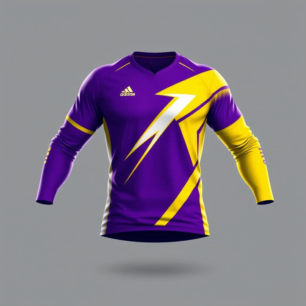 A vibrant and dynamic volleyball jersey design featuring a striking lightning bolt motif