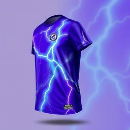 Design a purple volleyball jersey featuring a natural lightning bolt theme