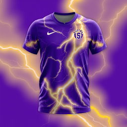 Design a purple volleyball jersey featuring a natural lightning bolt theme