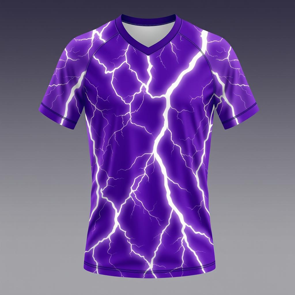 Design a purple volleyball jersey featuring a natural lightning bolt theme