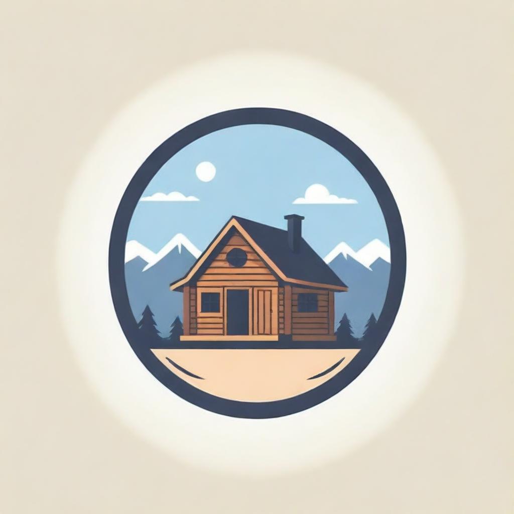 Design a unique logo featuring an intricately detailed very long cabin.