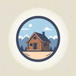 Design a unique logo featuring an intricately detailed very long cabin.