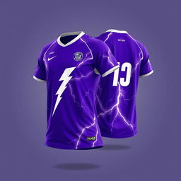 Design a purple volleyball jersey featuring a natural lightning bolt theme