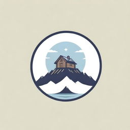 Design a unique logo featuring an intricately detailed very long cabin.