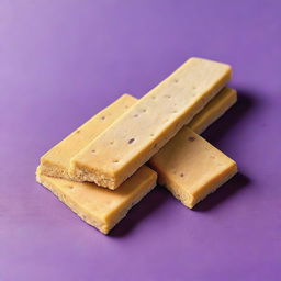 A detailed image of thin, rectangular purple crackers