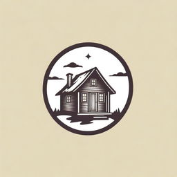 Design a unique logo featuring an intricately detailed very long cabin.