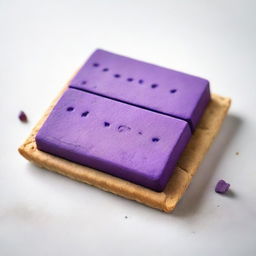 A detailed image of two purple crackers that resemble dry, rectangular bread