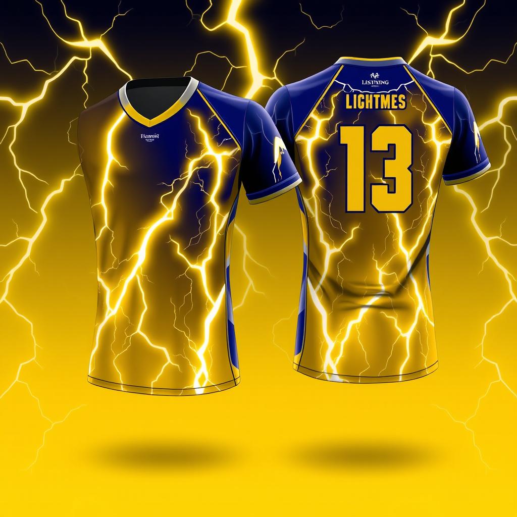 Design a volleyball jersey featuring a lightning bolt motif