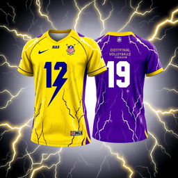 Design a volleyball jersey featuring a lightning bolt motif