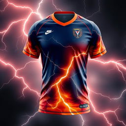 Design a volleyball jersey featuring a natural lightning bolt motif