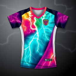 Design a volleyball jersey featuring a natural lightning bolt motif