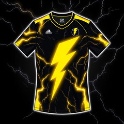 Design a black volleyball jersey featuring a lightning bolt motif