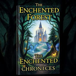 A captivating book cover featuring a mystical forest with a hidden castle in the background