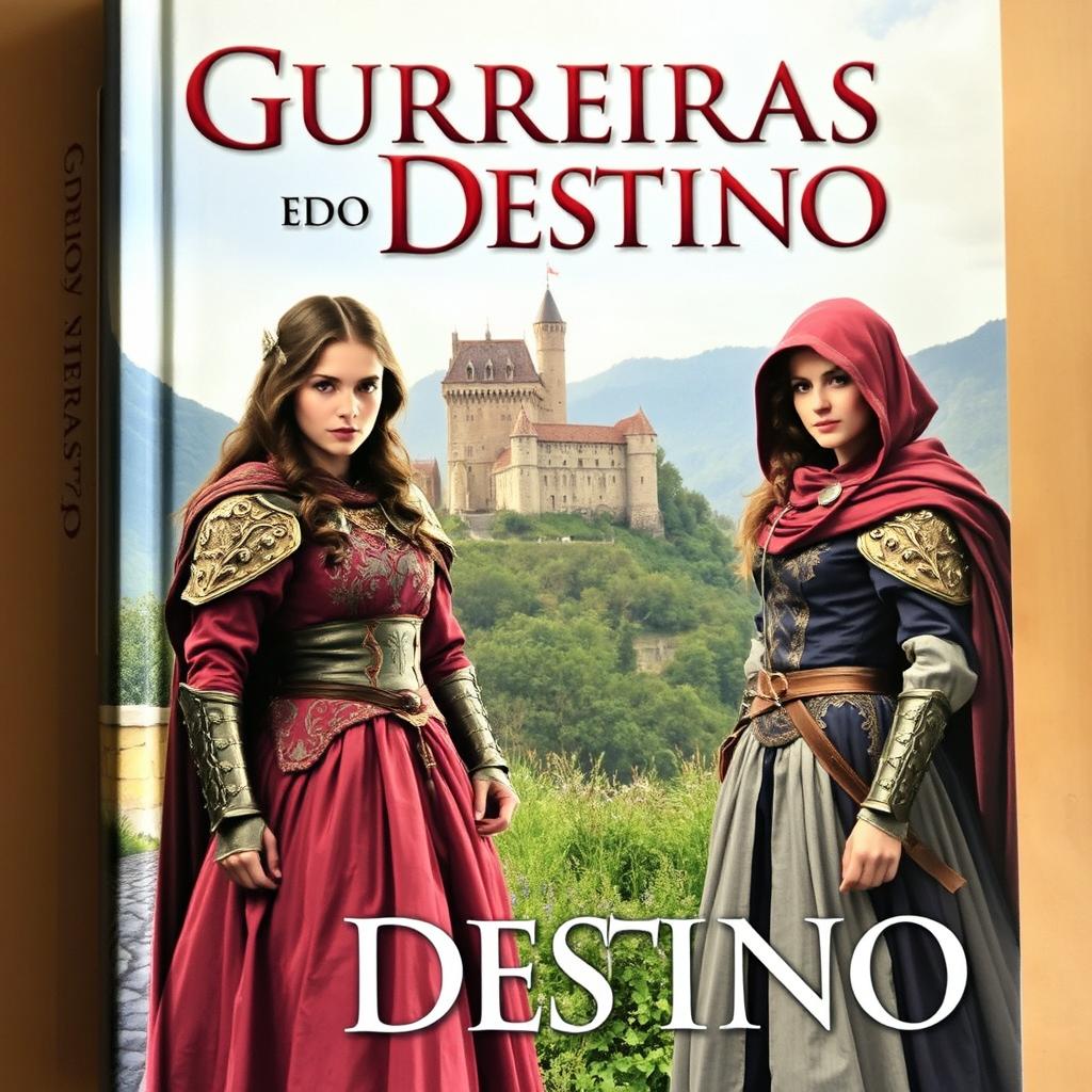 Uma capa de livro medieval com duas mulheres no centro de costas