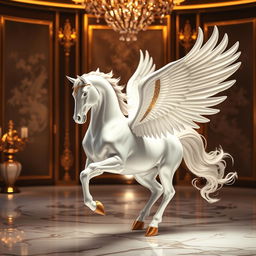 A luxurious and elegant depiction of a Pegasus inspired by the Spirit of Ecstasy