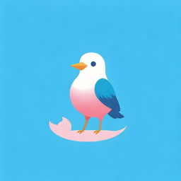 Create a playful and attractive logo for a Telegram channel featuring a cute, humorous bird in shades of blue and pink, perched on a vibrant, blossoming flower.