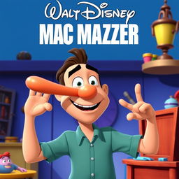 An animated Disney movie poster meme featuring a character named Mac Mazzer