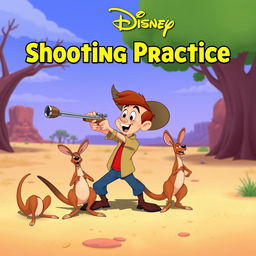 An animated Disney movie poster meme titled 'Shooting Practice'