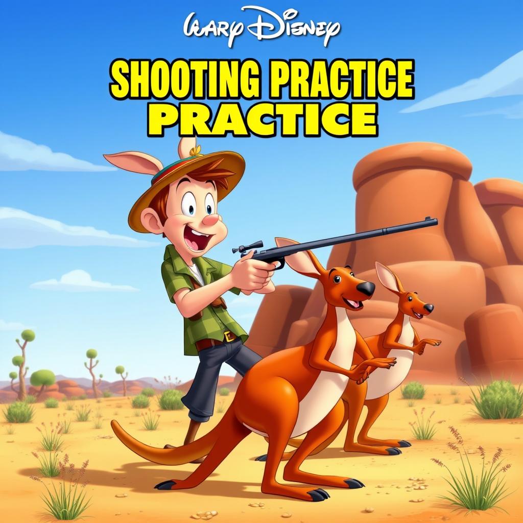 An animated Disney movie poster meme titled 'Shooting Practice'