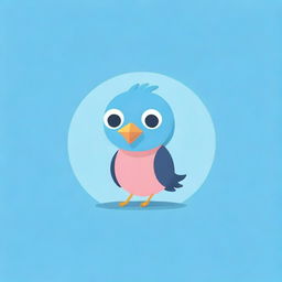 Design a quirky and adorable logo for a Telegram channel showcasing a cute blue-pink bird humorously sitting on a grasshopper, creating a uniqueness in the design.