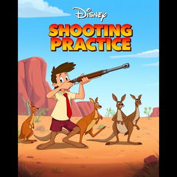 An animated Disney movie poster meme titled 'Shooting Practice'