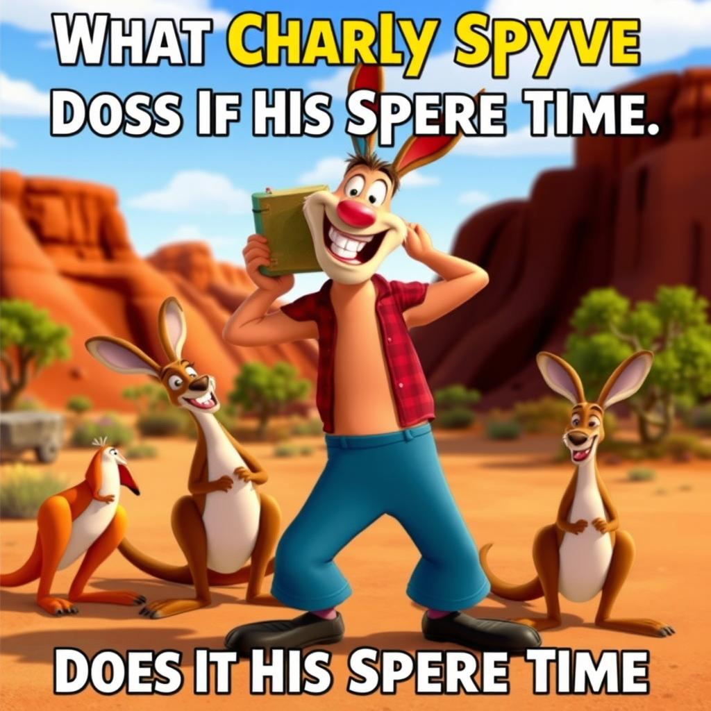 An animated Disney movie poster meme titled 'What Charly Spyve Does in His Spare Time'