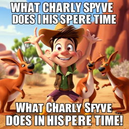 An animated Disney movie poster meme titled 'What Charly Spyve Does in His Spare Time'