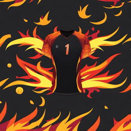 A volleyball jersey with a flame pattern design