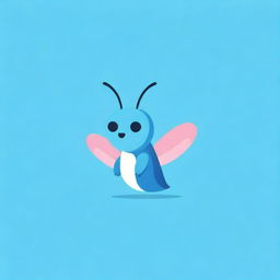 Craft a distinctive Telegram channel logo with a cute, funny grasshopper bird, emphasized with vivid shades of blue and pink, drawing attention and portraying an engaging sentiment.